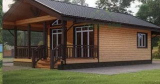 Проект одноэтажного дома из бруса с террасой - Строительство в Беслане от Строй-Бсл от 133042 руб.